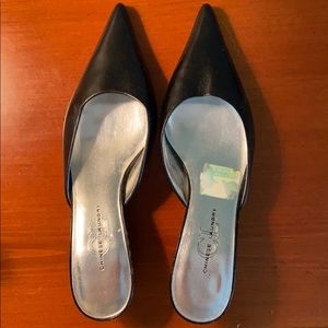 Chinese Laundry black slides kitten heel sz 7.5